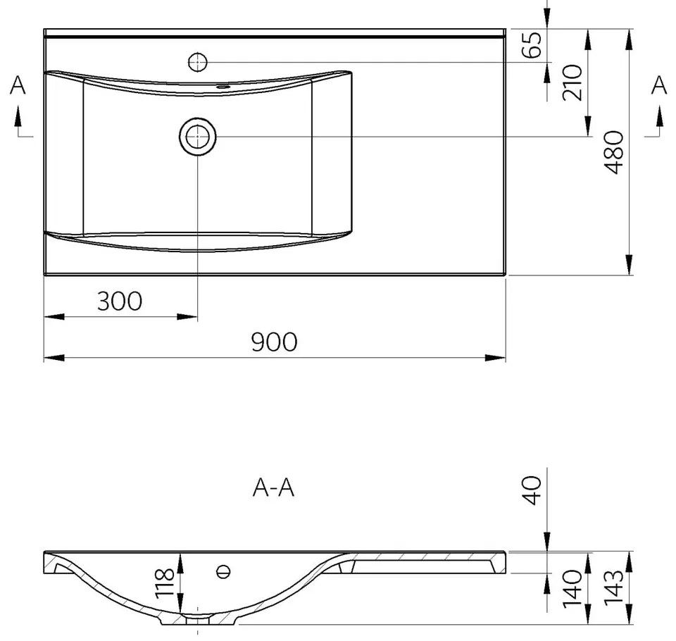 Бяла мивка от отлят мрамор 90x48 cm Luciola – Sapho