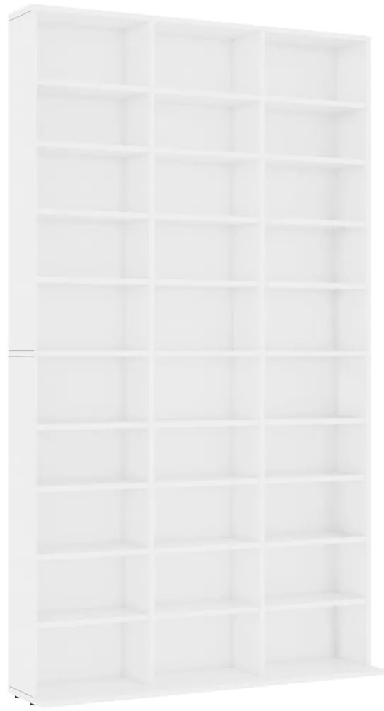 801778 vidaXL Етажерка за компактдискове бяла 102x16x177,5 см инженерно дърво