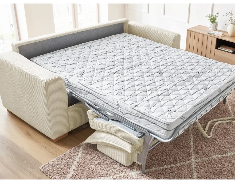 Кремав разтегателен диван от рипсено кадифе 225 cm Augustin – Bobochic Paris