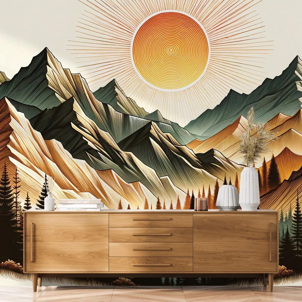 Тапет – Планински пейзаж с изгряващо слънце