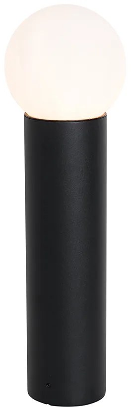 Черна външна подова лампа с опалово стъкло 50 см IP44 - Huma