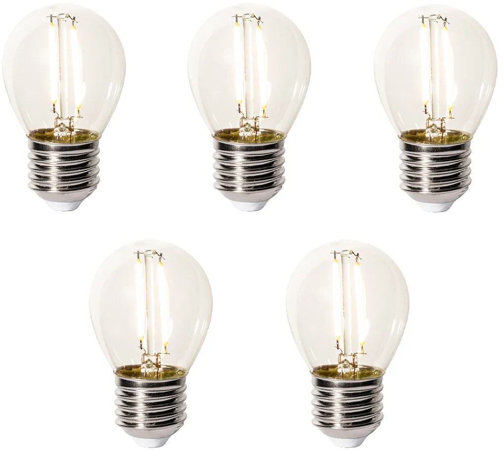 Комплект от 5 димируеми LED крушки E27 P45 прозрачно стъкло 3W 350 lm 2200K