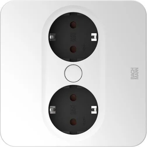 BACHMANN Модул TWIST 2 КВАДРАТЕН с 2х Шуко, с кабел 2м, цвят Бял,  - B946.201