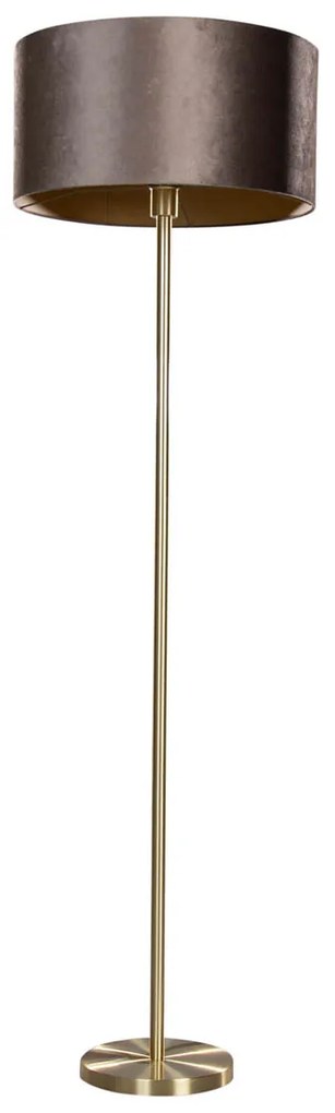 Подова лампа месинг с кадифена абажура кафява 50см - Simplo