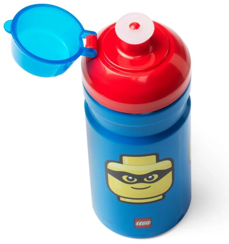 Синя бутилка за вода с червен капак , 390 ml Iconic - LEGO®