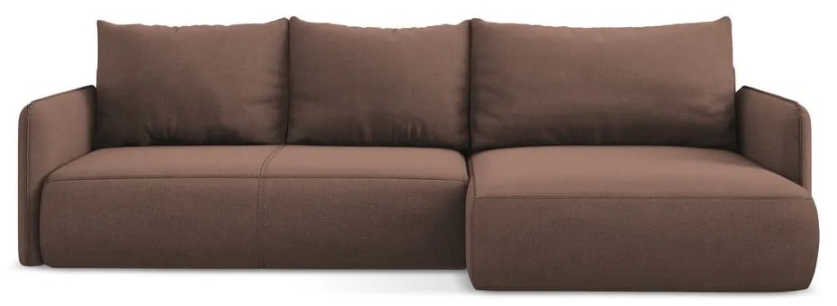 Розов разтегателен ъглов диван с място за съхранение (десен ъгъл) Nanea – Makamii