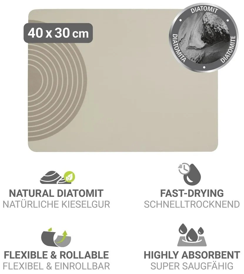 Бежова гумена тавичка за оттичане за съдовете 40x30 cm Dima – Wenko