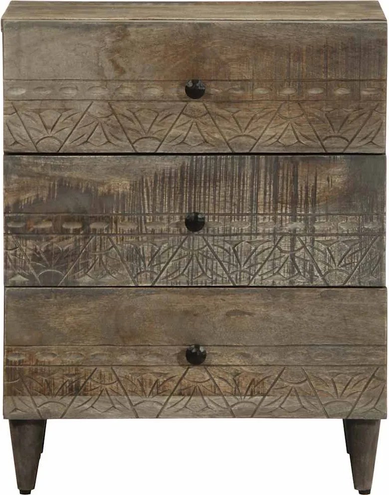 4017801 vidaXL Нощно шкафче Светло сиво 50x33x60 cm Масивна дървесина Манго