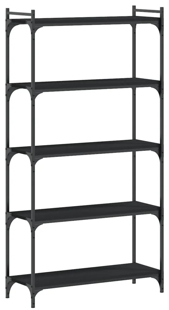 837677 vidaXL Библиотека 5 рафта черна 80x30x154 см инженерно дърво