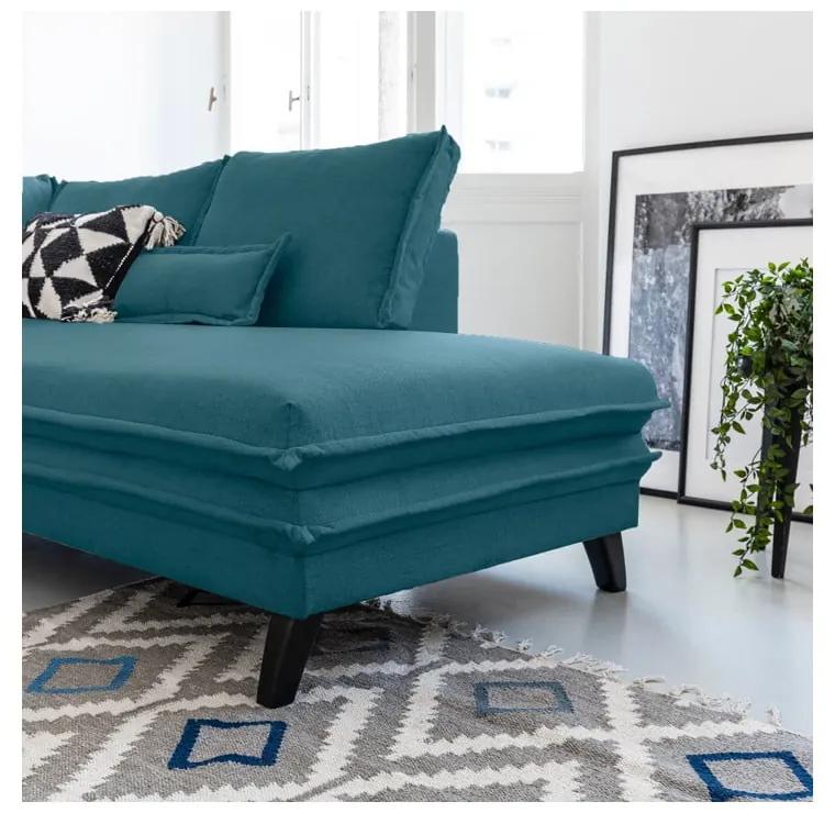 Тюркоазен U-образен разтегателен диван, десен ъгъл Charming Charlie - Miuform