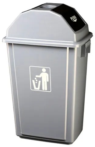 Пластмасов кош с люлеещ капак и пепелник 58л. сив GX-(47x33x76см) 029