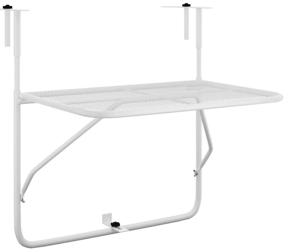 340916 vidaXL Балконска масичка, бяла, 60x40 см, стомана