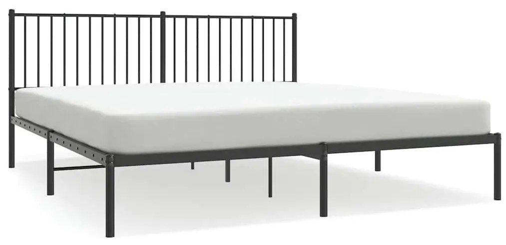 350868 vidaXL Метална рамка за легло с горна табла, черна, 180x200 см