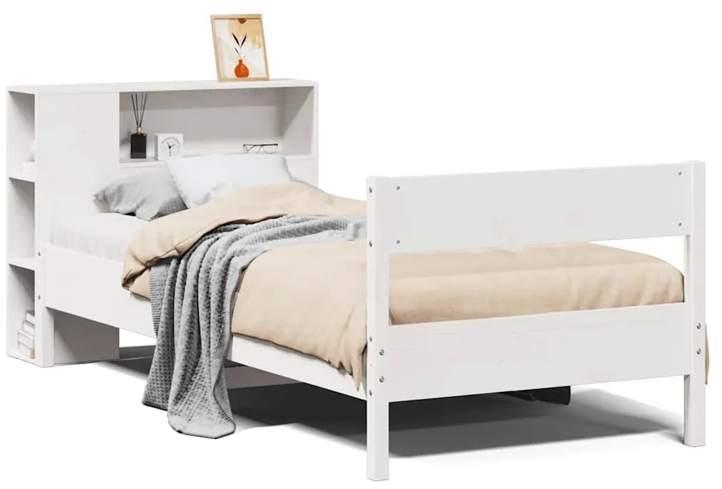 3322967 vidaXL Легло с етажерка за книги, без матрак, 90x200 см, бор масив