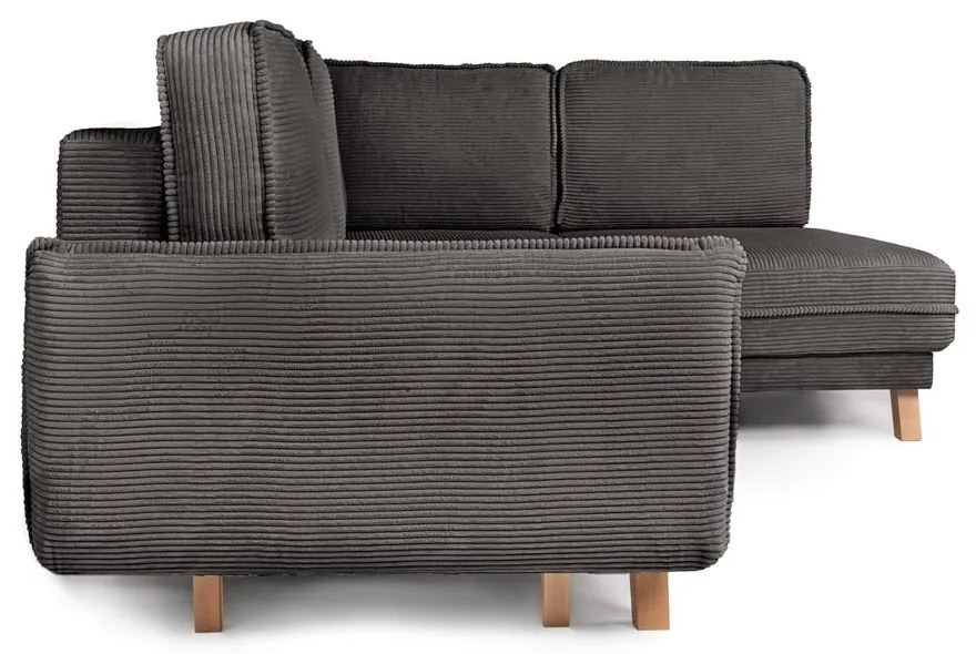 Сив сгъваем ъглов диван от рипсено кадифе (десен ъгъл) Tori – Bonami Selection