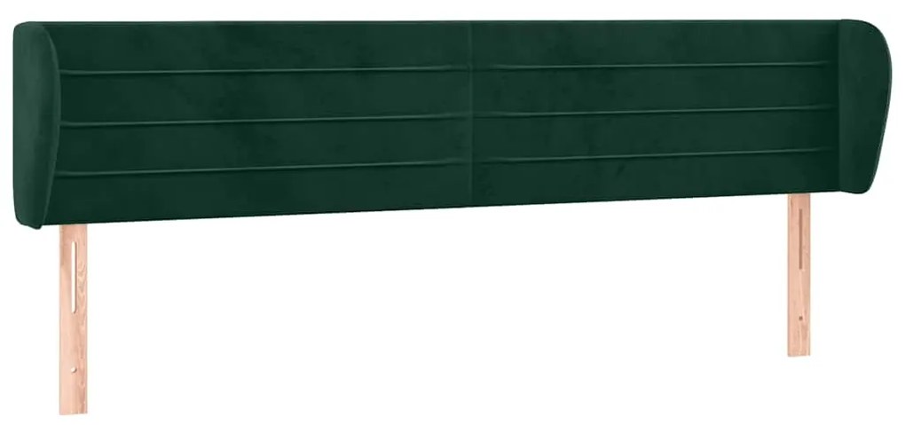 3117341 vidaXL Горна табла за легло с уши, тъмнозелена, 163x23x78/88см, кадифе