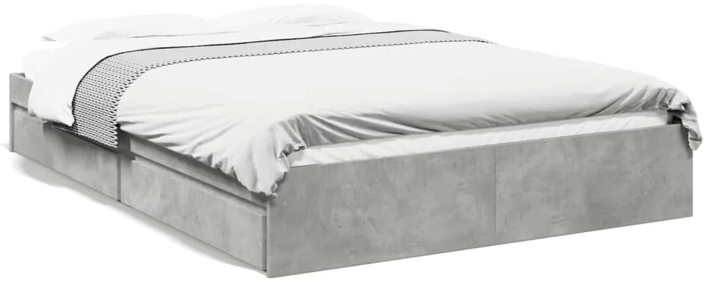 3280646 vidaXL Рамка за легло с чекмеджета, бетонно сива, 160x200 см