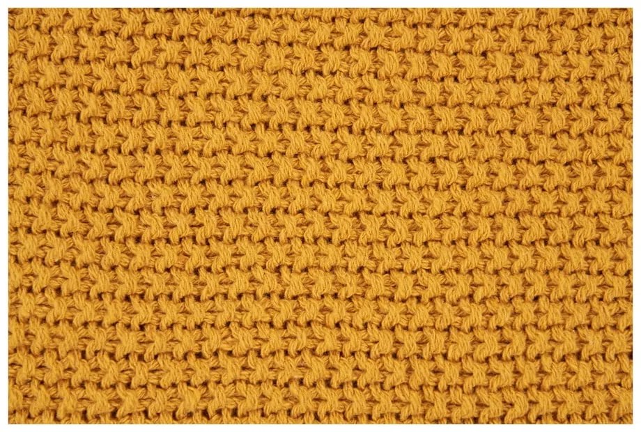 Жълто плетено одеяло от рециклиран памук 130x170 cm Santos – House Nordic