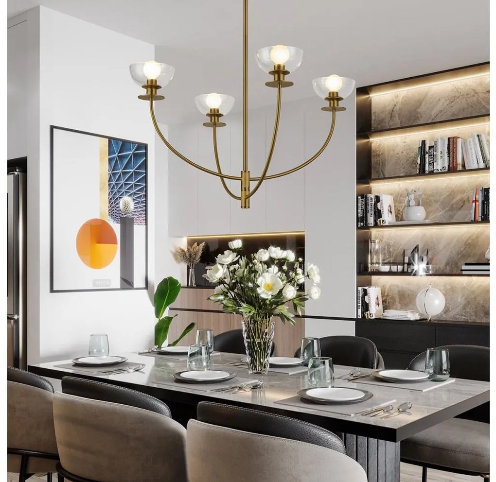 Alora Mood ALM-SYLVIA4-BG-CL - Полилей на тръба SYLVIA 4xE14/40W/230V златен