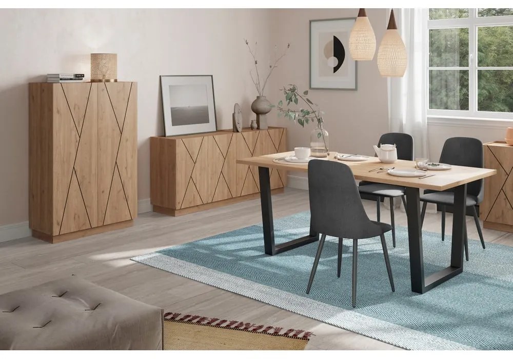 Трапезна маса с дъбов плот 100x180 cm Francesca - Marckeric