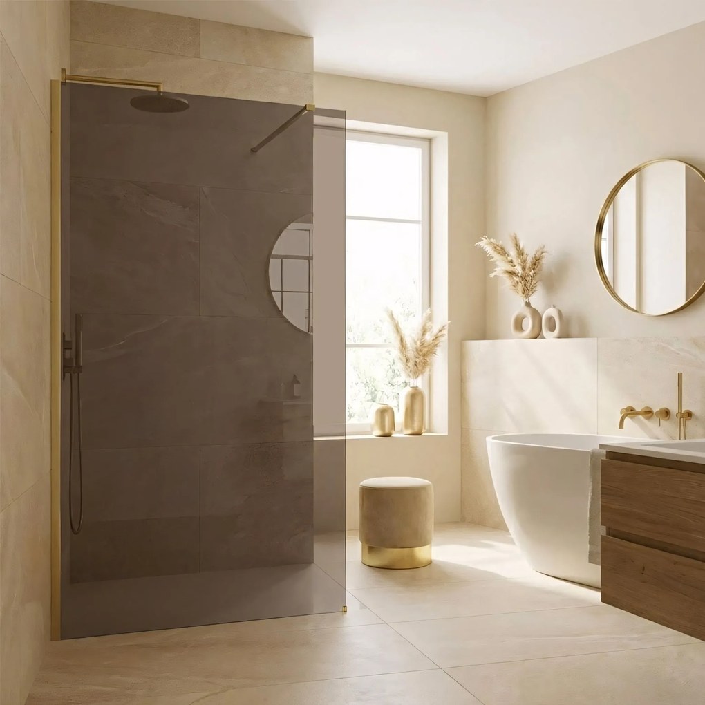 Параван за душ Rea Flexi Brown / Brush Gold 130