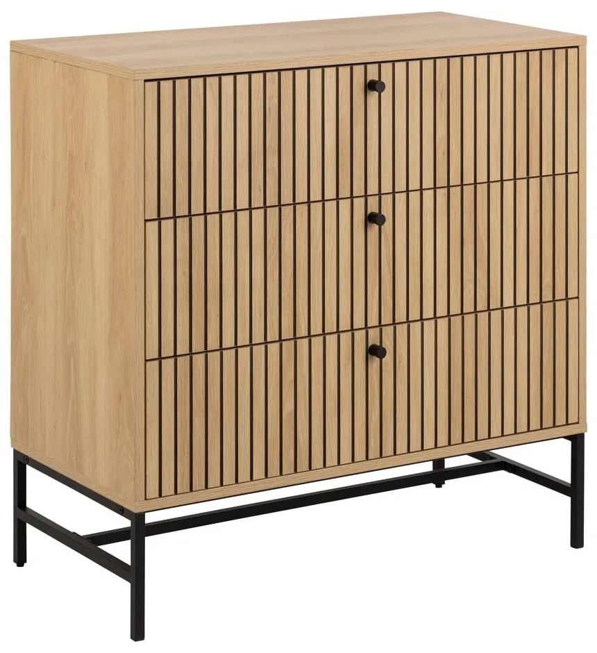 Скрин от дъбов декор в естествен цвят 81x80x40 cm Albany – Actona