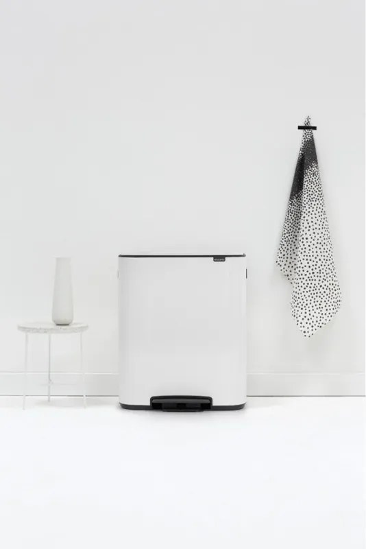 Кош за боклук Brabantia Bo Pedal 1003188, 2x30 л, Плавно затваряне, Противоплъзгаща основа, Бял