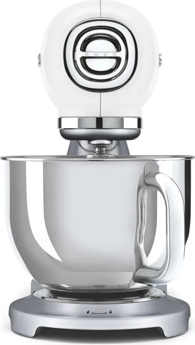 Планетарен миксер Smeg SMF04WHEU, 800W, 4.8 л, 10 скорости, Функция за плавен старт, Крачета против хлъзгане, Бял/Инокс
