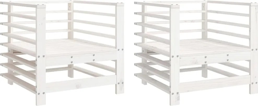 825626 vidaXL Градински столове, 2 бр, бели, борово дърво масив