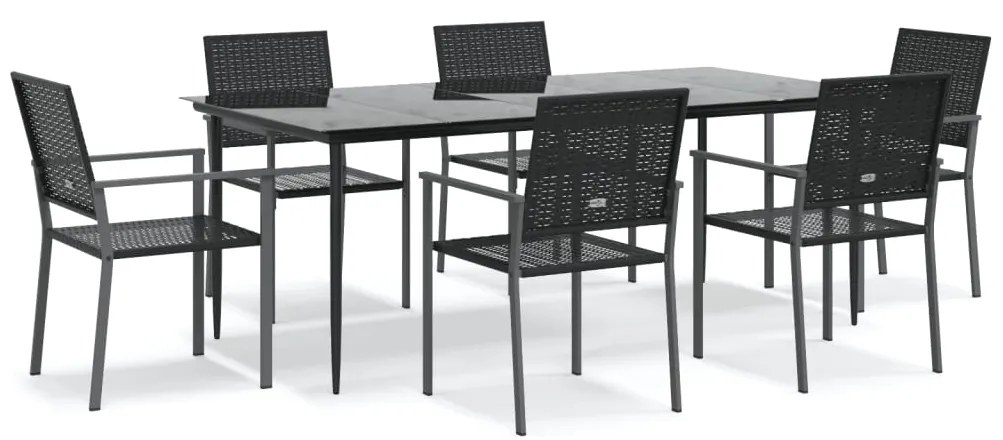 3187015 vidaXL Градински трапезен комплект от 7 части полиратан и стомана