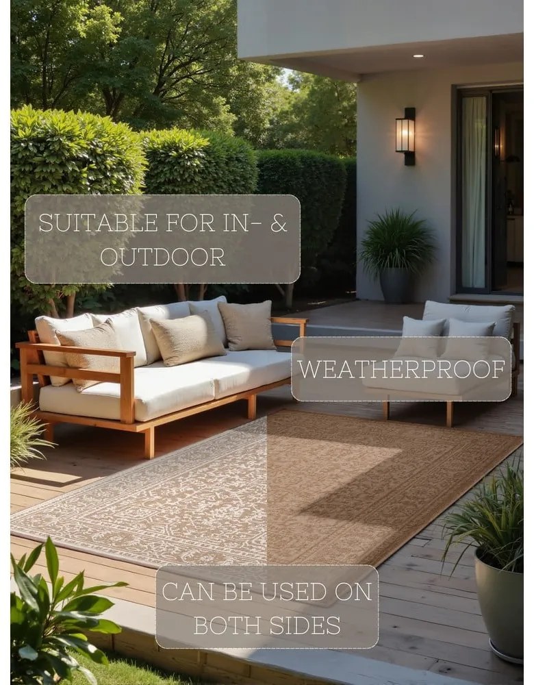 Килим за открито и закрито в цвят слонова кост и бежово 120x170 cm Duet Kona – NORTHRUGS