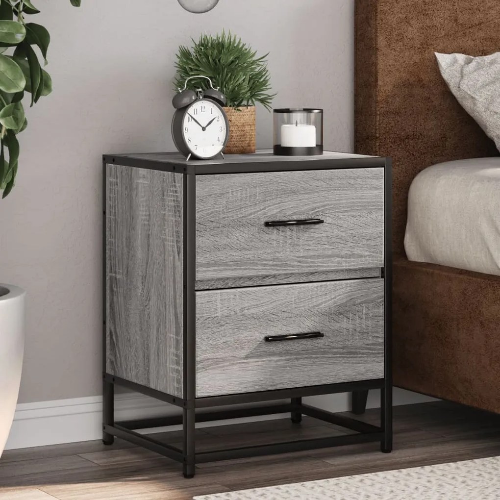 848680 vidaXL Нощно шкафче, сив сонома, 40x31x50 см, инженерно дърво