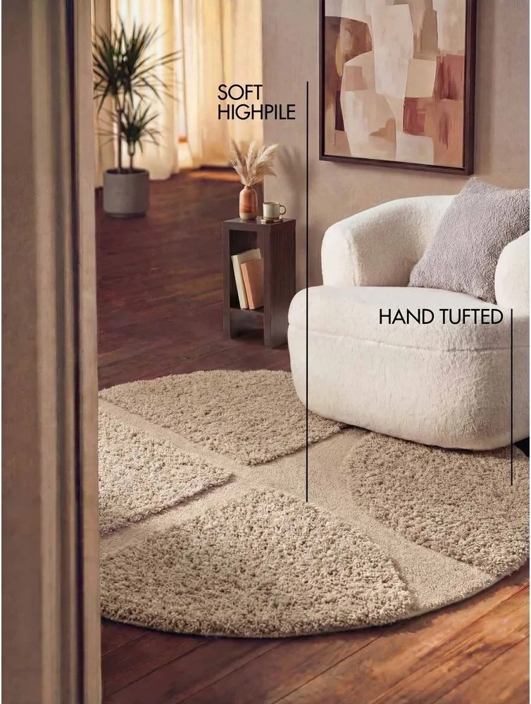 Бежов ръчно изработен кръгъл килим ø 160 cm Lambeth Jasper – Ted Baker