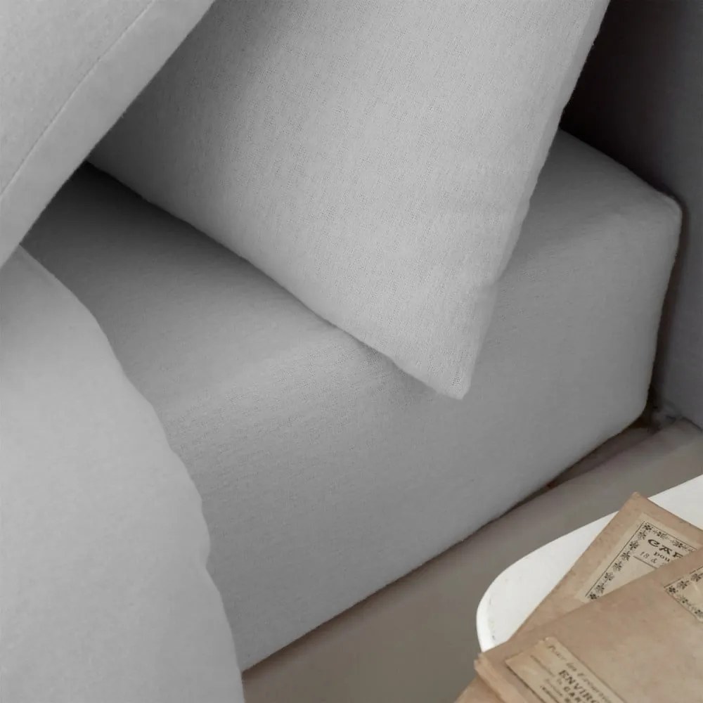 Сив памучен чаршаф 90x190 cm - Catherine Lansfield