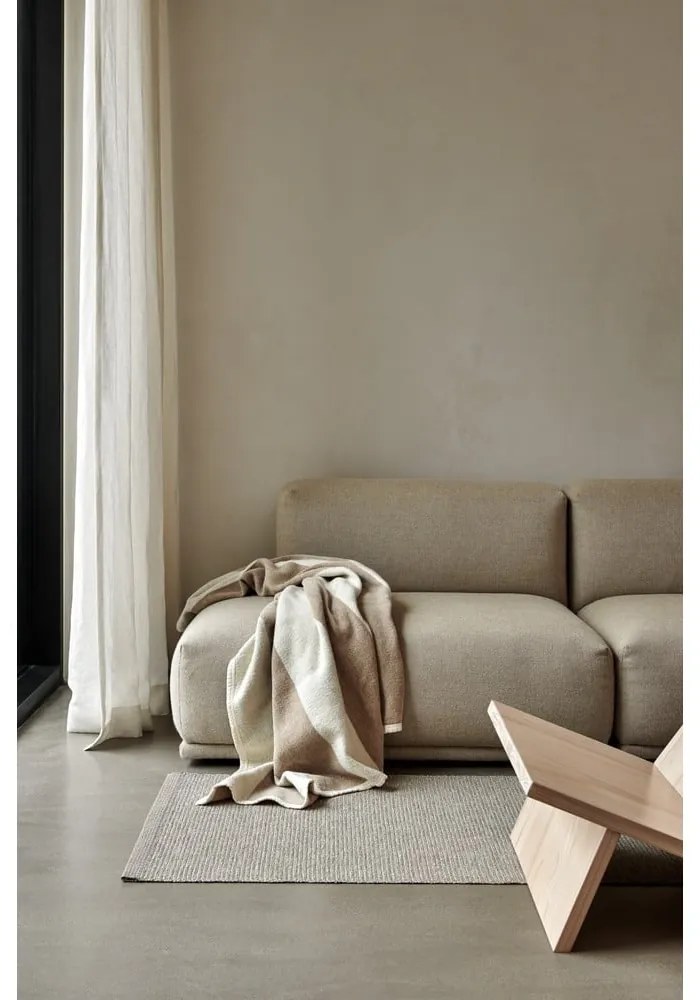 Бежово и кремаво одеяло със смес от вълна 140x180 cm Bob Mud Vanilla – Pappelina