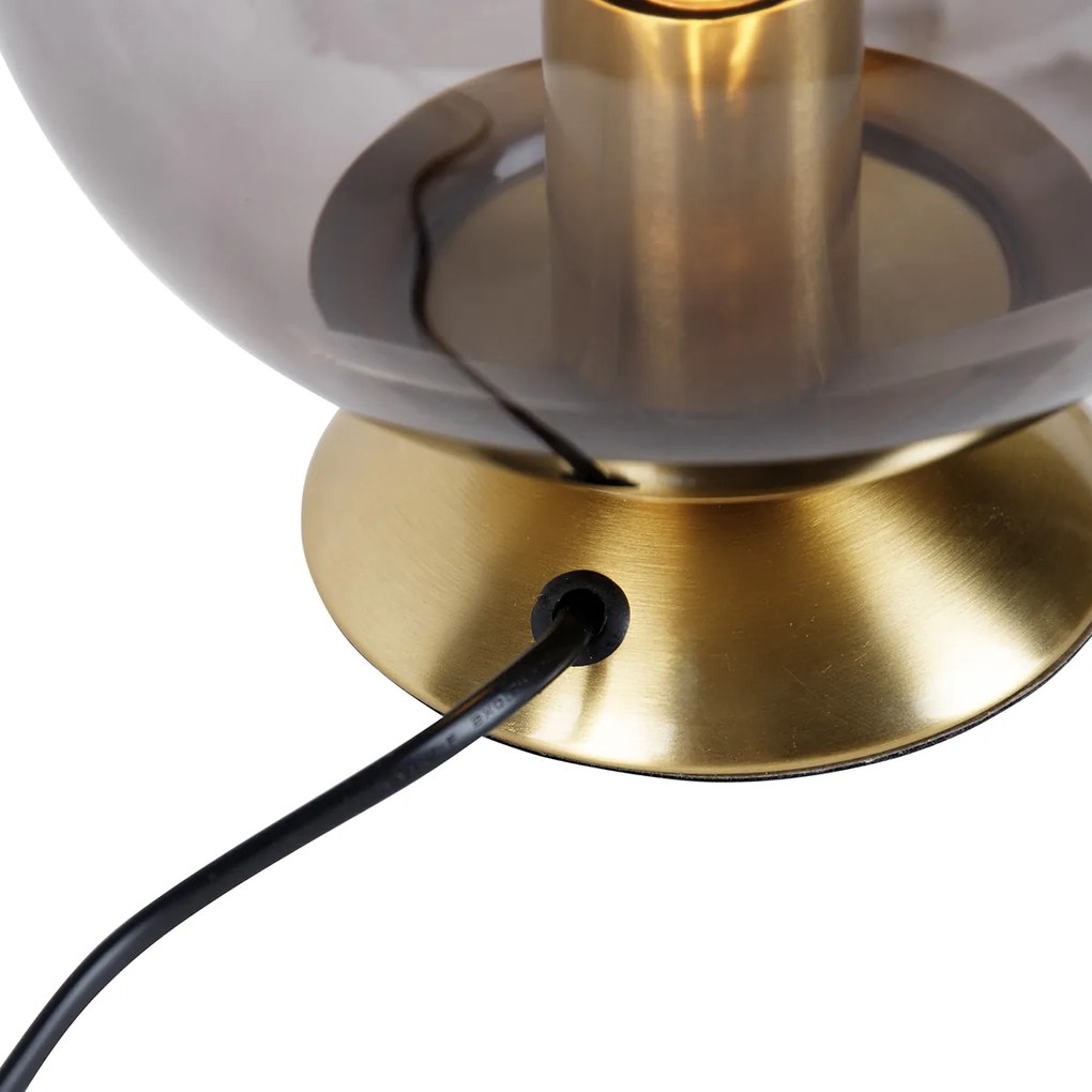 Ар Деко настолна лампа месинг с опушено стъкло - Pallon