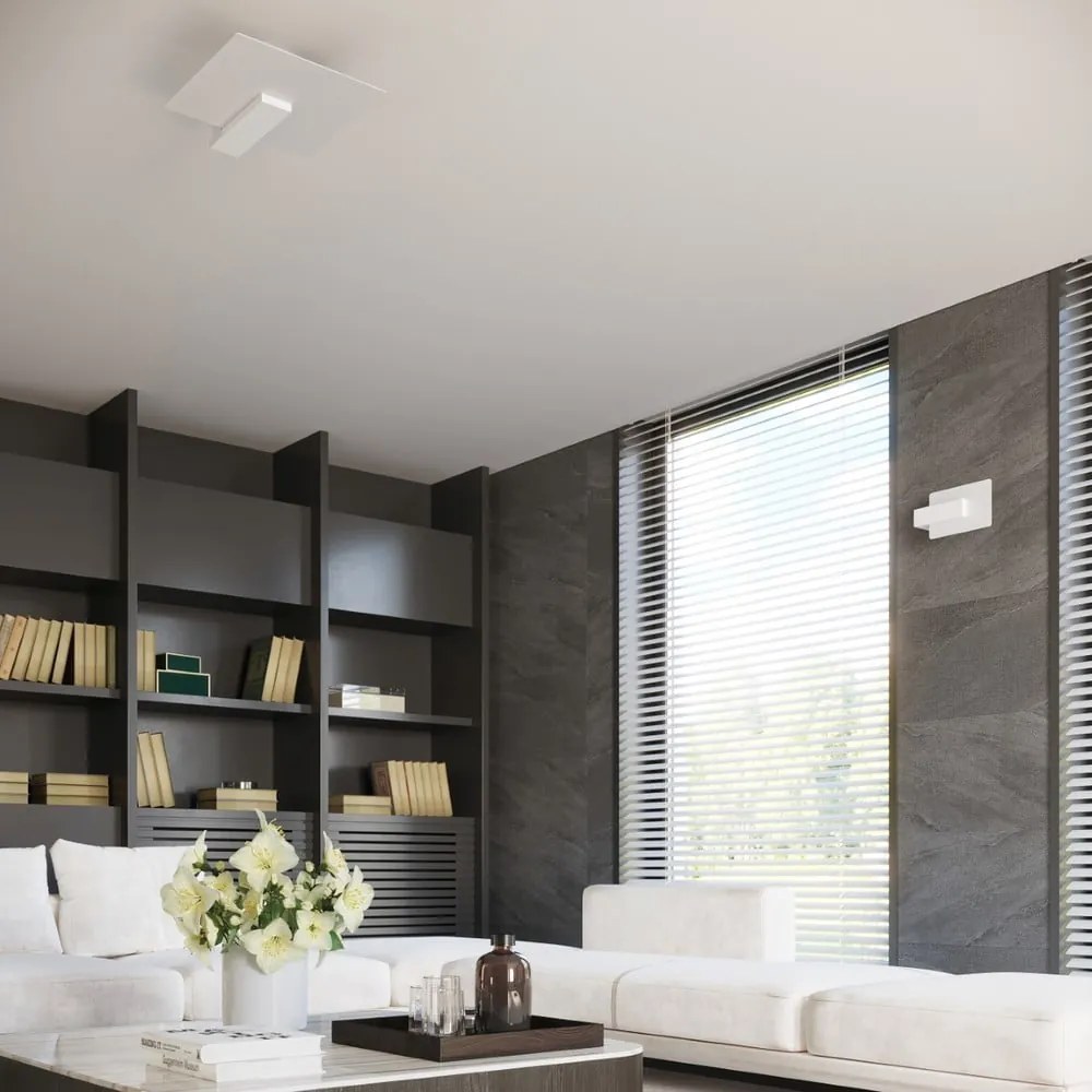 Бяла лампа за таван със стъклен абажур 40x47,5 cm Parola - Sollux