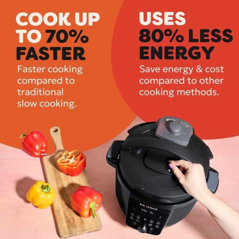 Мултикукър Instant Pot Plus 60 WiFi, 1000W, 5.7 л, 9 програми, WiFi управление, LCD дисплей, Неръждаема стомана, Черен