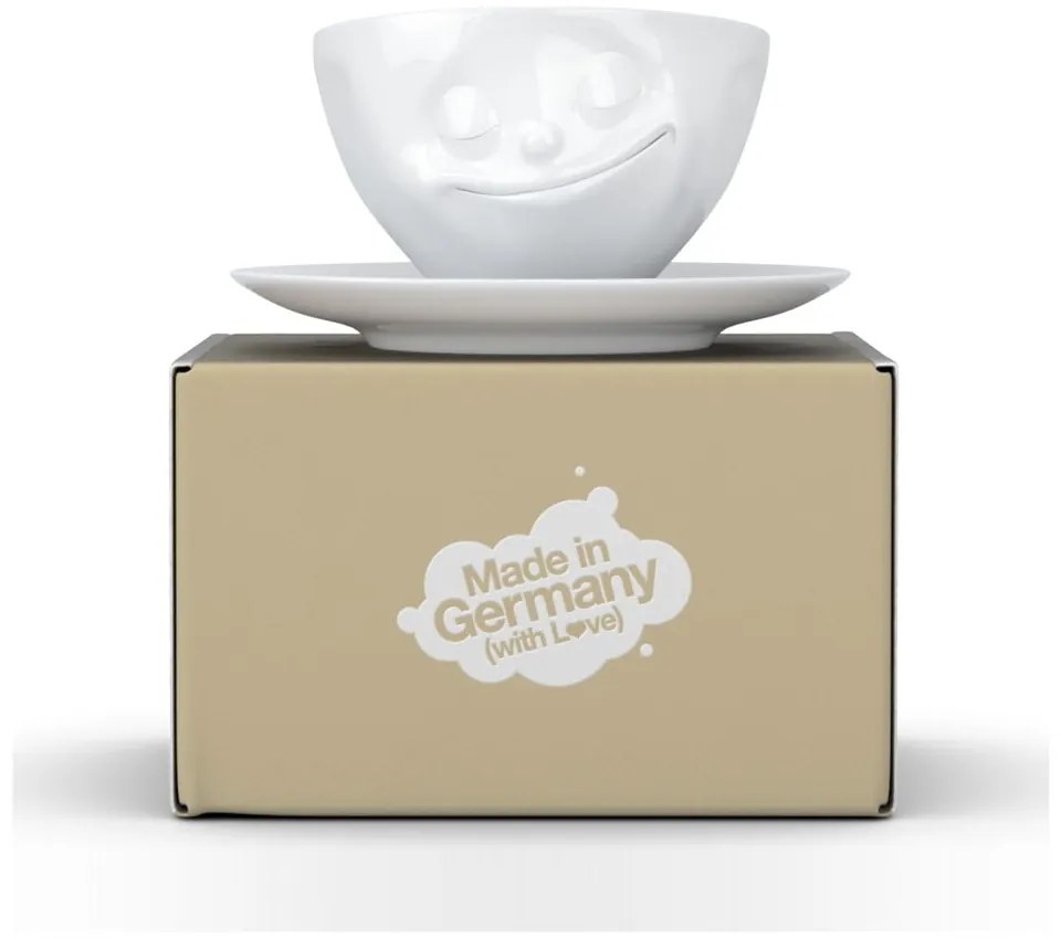 Бяла порцеланова чаша за кафе Happy, обем 200 ml - 58products