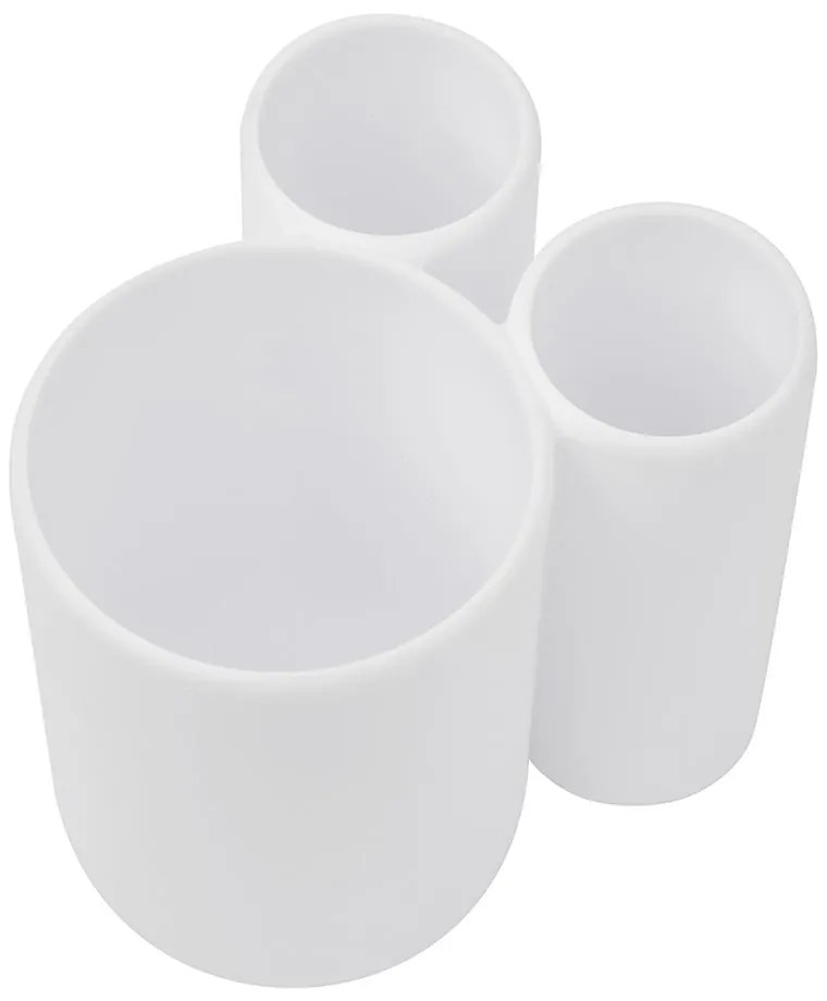 Бяла пластмасова чаша за четки за зъби Touch - Umbra