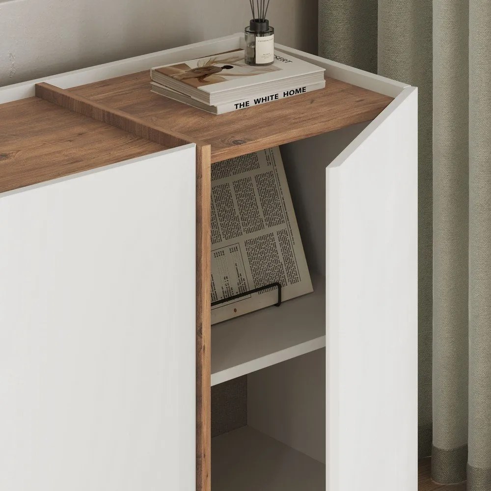Бял скрин от декор от бор с отвор за кабели 180x80x45 cm Dorma – Kalune Design