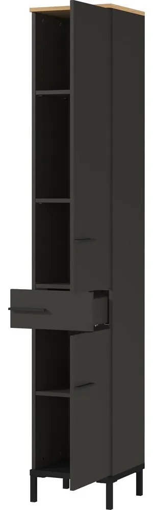 Тъмно сив висок шкаф за баня от дъб 34x34 cm Yonkers - Germania