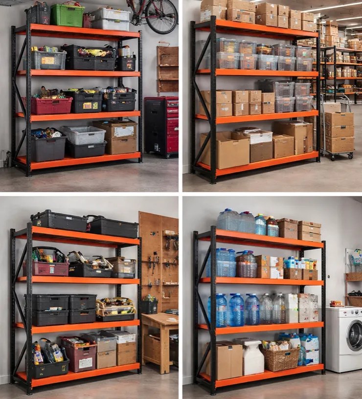 Метален стелаж за склад, гараж и работилница - 1 000 кг, 4 рафта 200X200X50