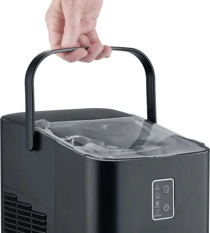 Ледогенератор Caso IceChef Compact 3401, 120W, 1 л, 12 кг/24 ч, 2 размера, Самопочистване, Компресорен, Черен мат