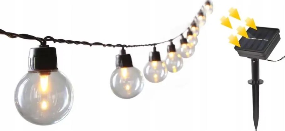 LED соларен декоративен гирлянд 20xLED/8 режима 500 mAh 7,6 m IP67 топла бяла светлина
