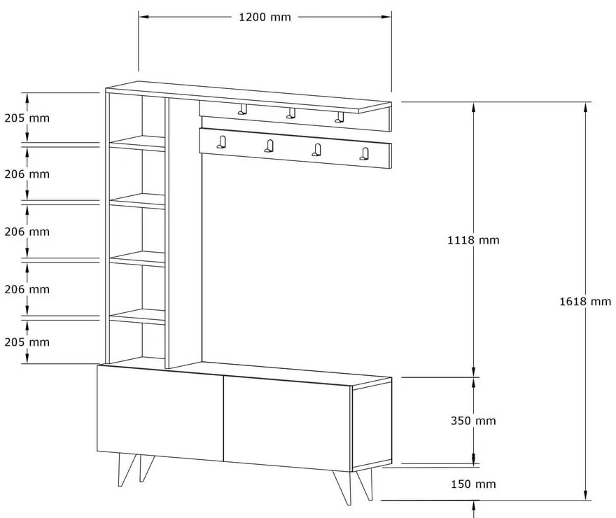 Комплект за коридор в декор от орех в естествен цвят Hale - Kalune Design