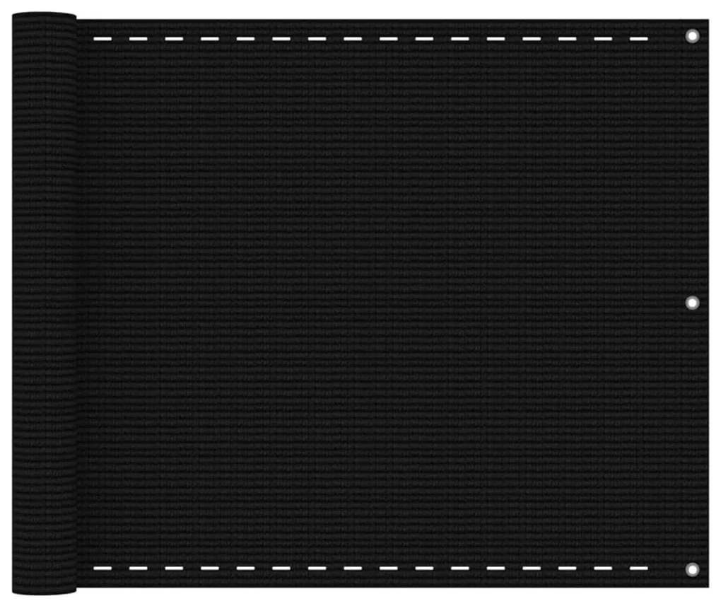 311029 vidaXL Балконски параван, черен, 75x400 см, HDPE