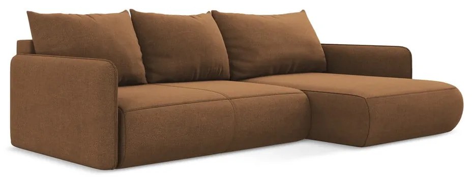 Оранжев разтегателен ъглов диван с място за съхранение (десен ъгъл) Nanea – Makamii