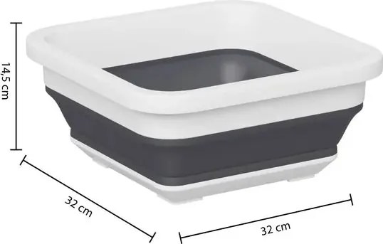 Купа 5five, Бяла/Сива, Квадратна, Сгъваема, 8 l