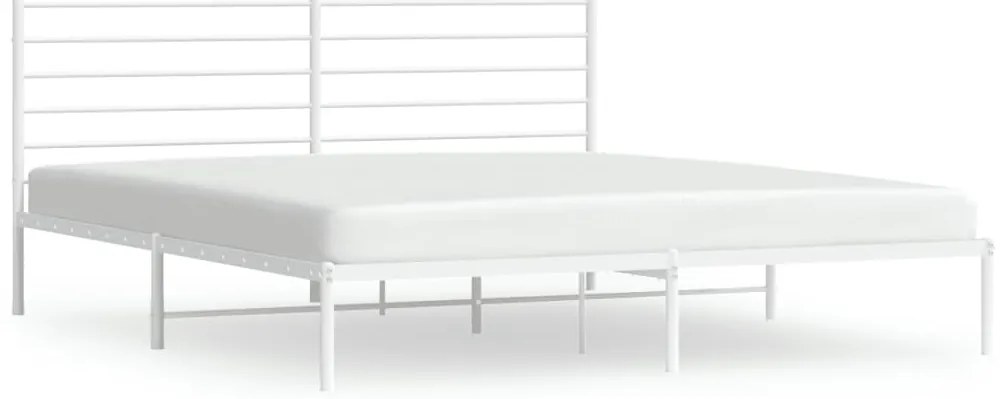 352372 vidaXL Метална рамка за легло с горна табла, бяла, 180x200 см